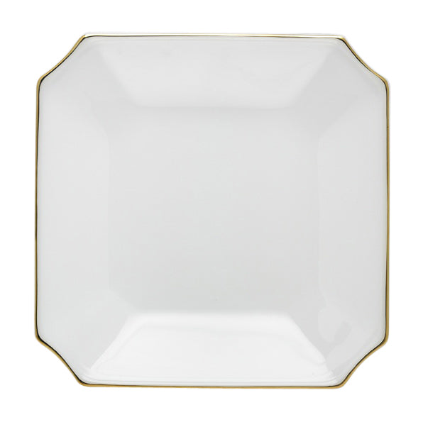 Aura-Gold White Square Plate with Gold rim, Set of 4