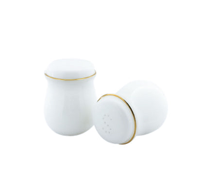 Aura-Gold White Salt & Pepper 2 piece set with Gold rim