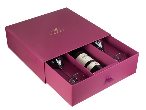 Gift Box, Wine Goblet Set of 2 with Space for Wine Bottle