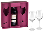 Gift Box, Wine Goblet Set of 2 with Space for Wine Bottle