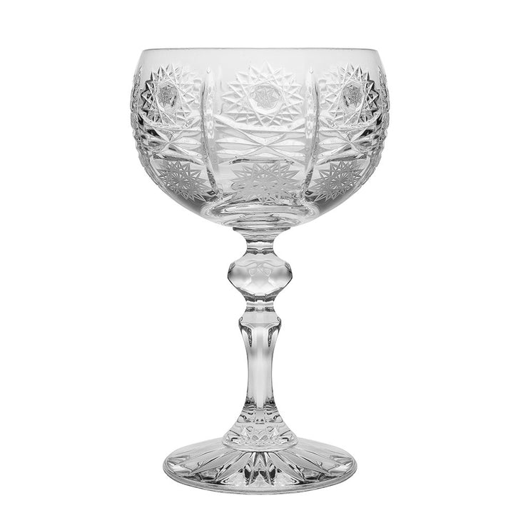 European Cut Crystal Champagne Saucers - Belle Coupe - Beautifully Designed - 7 Oz. - Set of 6