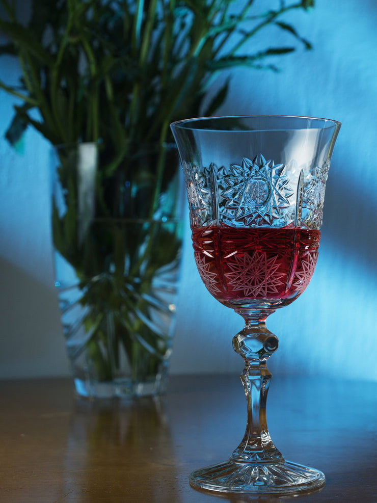 Red Wine Glass lace cut, 7 oz. Set of 6