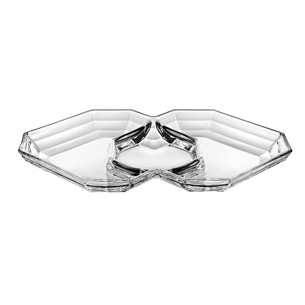 European Lead Free Crystalline 3 Sectional Serving / Relish Dish - 12.7" Long x 8.6" Wide