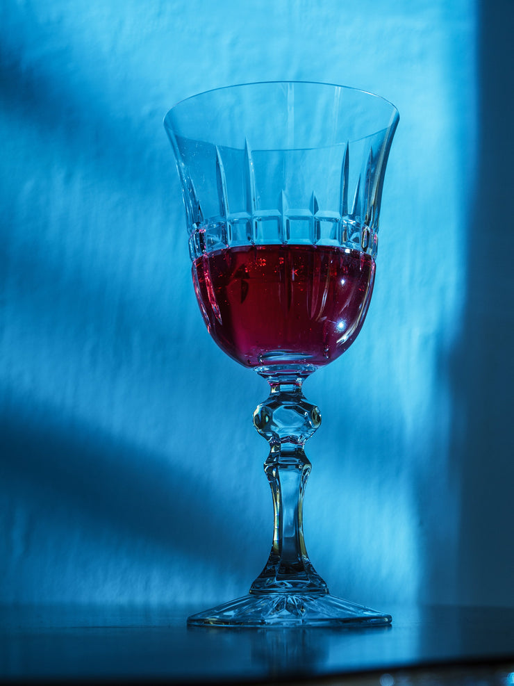 European Cut Crystal Stemmed Wine / Water Goblet - 7 Oz. - Set of 6