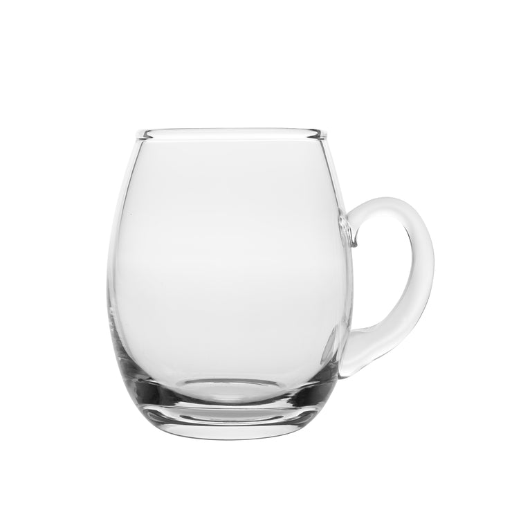 European Handmade Lead Free Crystalline Large Clear Mug - Juice Cup - W/ Handle - 20 oz.