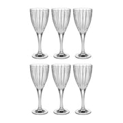 European Crystal Wine / Water Goblet - Classic Clear Striped Design - 10 Oz. - Set of 6