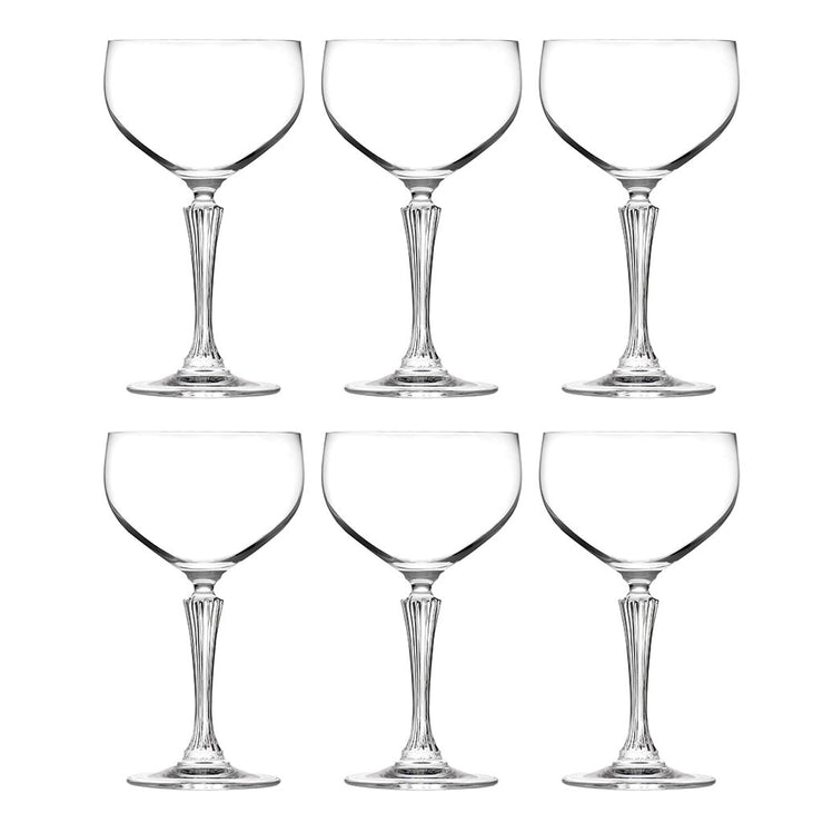 European Lead Free Crystalline Saucer - Belle Coupe - Clear W/ Designed Stem - 16 Oz. - Set of 6 Glasses