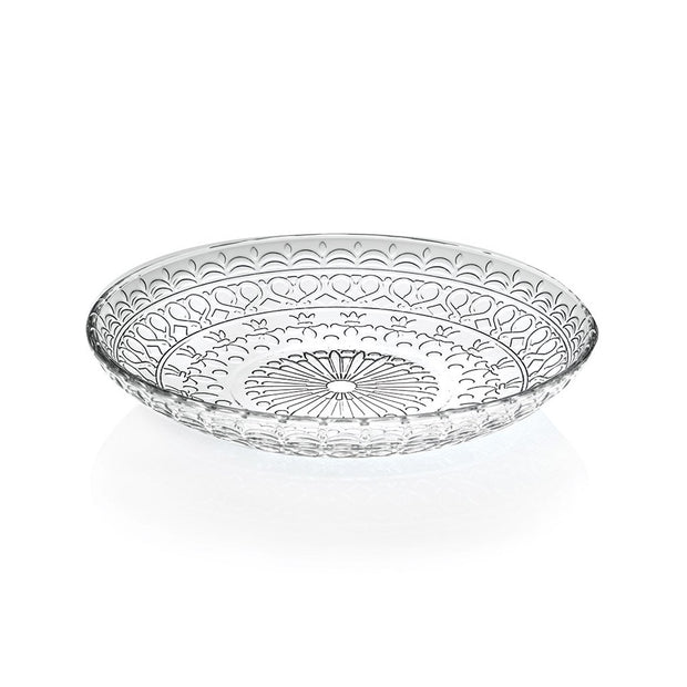 European Lead Free Crystalline Glass Soup Bowl / Dessert Plate - Set of 4 Plates - Designed - 8.2" Diameter
