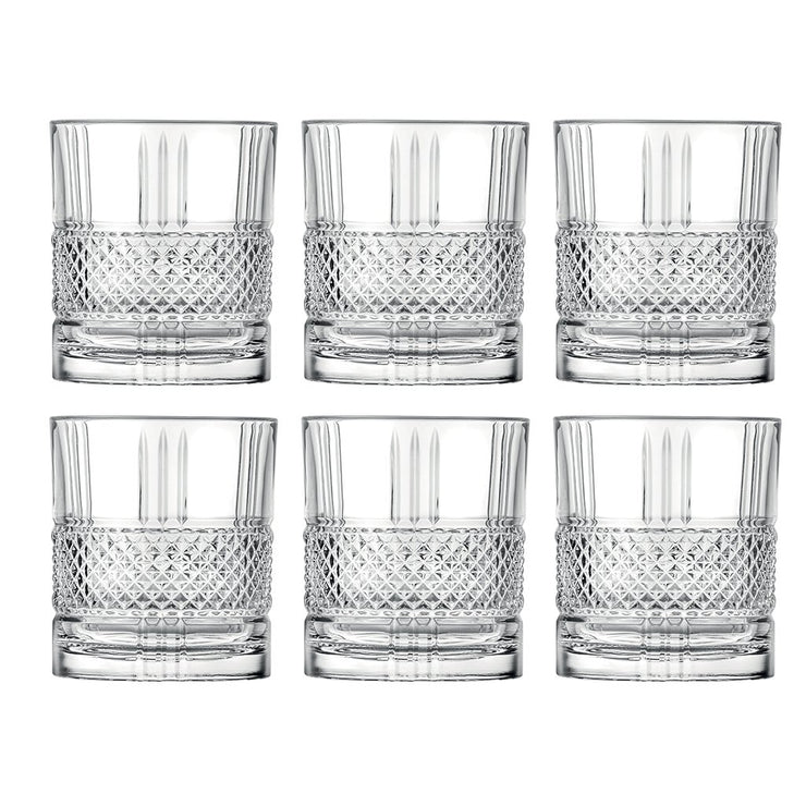 European Lead Free Crystalline Double Old Fashioned Tumblers - Whiskey - Bourbon - Water - 12 Oz. - Set of 6