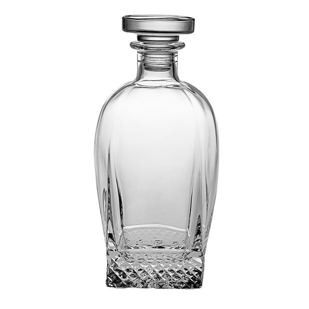 European Cut Crystal Square Whiskey Decanter W/ Stopper - Liquor- Bourbon - 28 Oz. - 9" Height