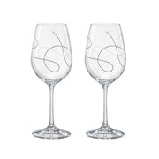 European Lead Free Crystalline Wine Goblets W/ String Design - 16 Oz. - Set of 2
