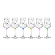 Butterfly Wine Glass Assorted Colors, 16 oz. Set of 6