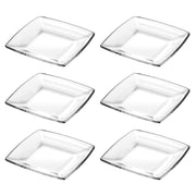 European Lead Free Crystalline Glass Square Plate - 5.9" Diameter - could be used for  Salad - Dessert - Appetizer - Set of 6