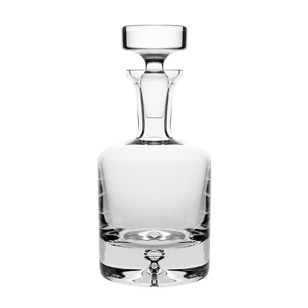 European Lead Free Crystalline Round Whiskey Decanter - Liquor - Vodka - Wine - W/ Stopper - W/ Bubble Base -  25 oz.