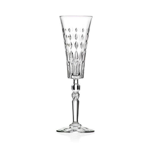European Lead Free Crystalline Wedding Champagne Flute Glasses  - 7 oz, Set of 6