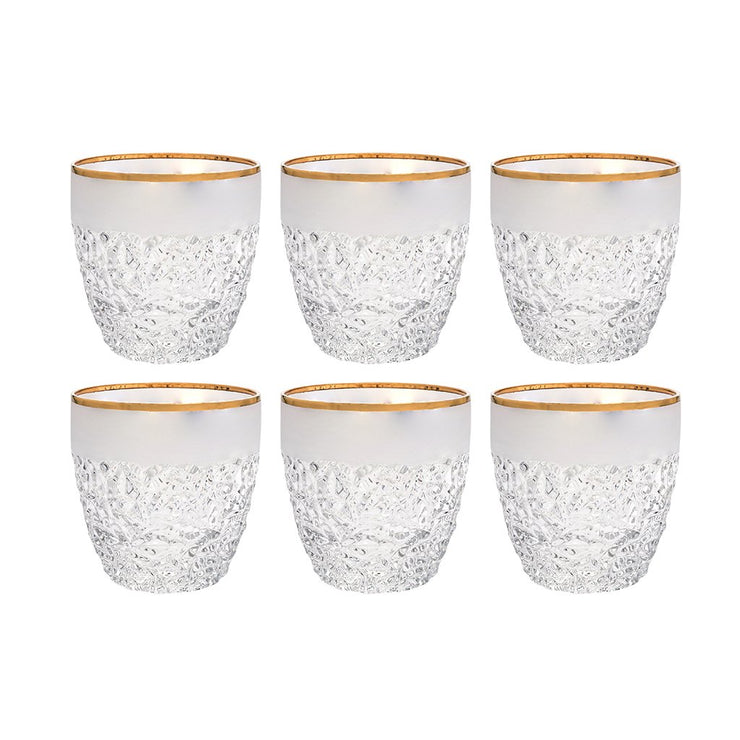 Nicolette Double Old Fashion with Gold, 12 oz. Set of 6