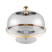 Spectrum Cake stand and Dome with Gold, 11.75"D