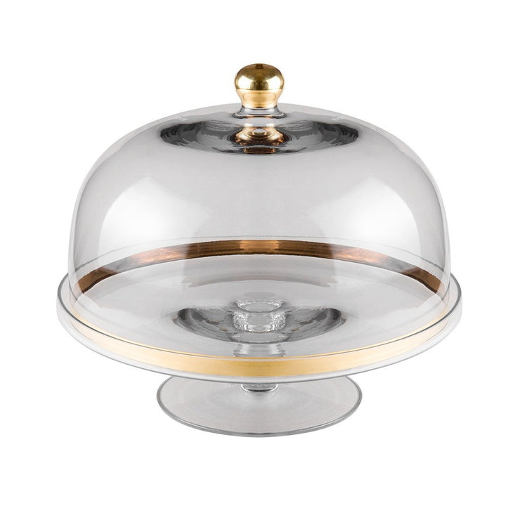 Spectrum Cake stand and Dome with Gold, 11.75"D