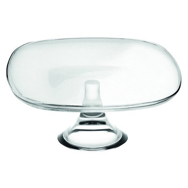 European Lead Free Crystalline Footed Square Cake Plate - 9.8" Square