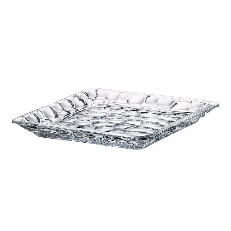European Lead Free Crystalline Serving Plate / Tray - Pebbled Textured Exterior - For Bread - Cake - Fruit - 10" Square