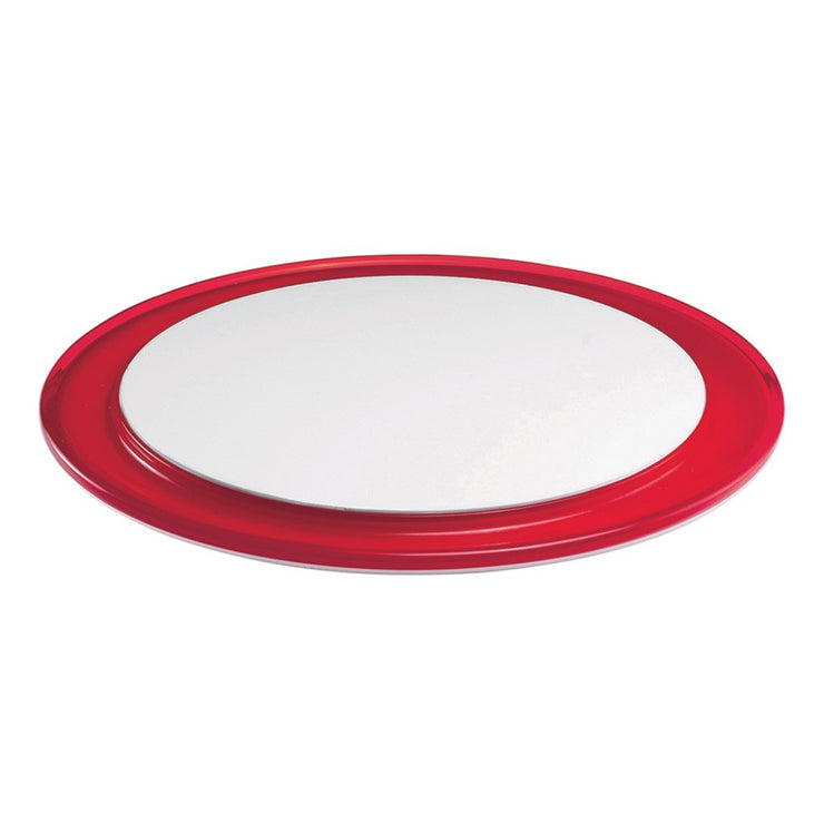 European Acrylic Cake Plate - Round- W/ Red Border - 14.6" Diameter
