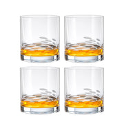 European Lead Free Crystalline Old Fashioned Whiskey Glasses - Rocks Glass - Bourbon- Scotch - Cognac - Frosted Design- 12 Oz. - Set/ 4