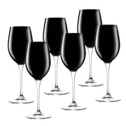 European Glass Goblet - White Wine Glass - Water Glass -  Black  - Stemmed Glasses-Set of 6- 14 Oz.