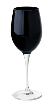 European Glass Goblet - White Wine Glass - Water Glass -  Black  - Stemmed Glasses-Set of 6- 14 Oz.