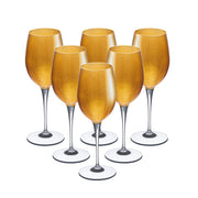 Opaque White Wine Glass Gold, 14 oz. Set of 6