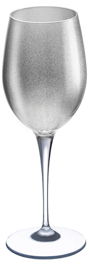 European Lead Free Crystalline Stemmed White Wine Goblets - Decorated in Silver - 14 Oz. - Set of 6