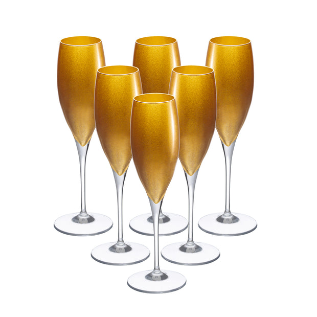 Opaque Gold Champagne Flute, 11 oz. Set of 6