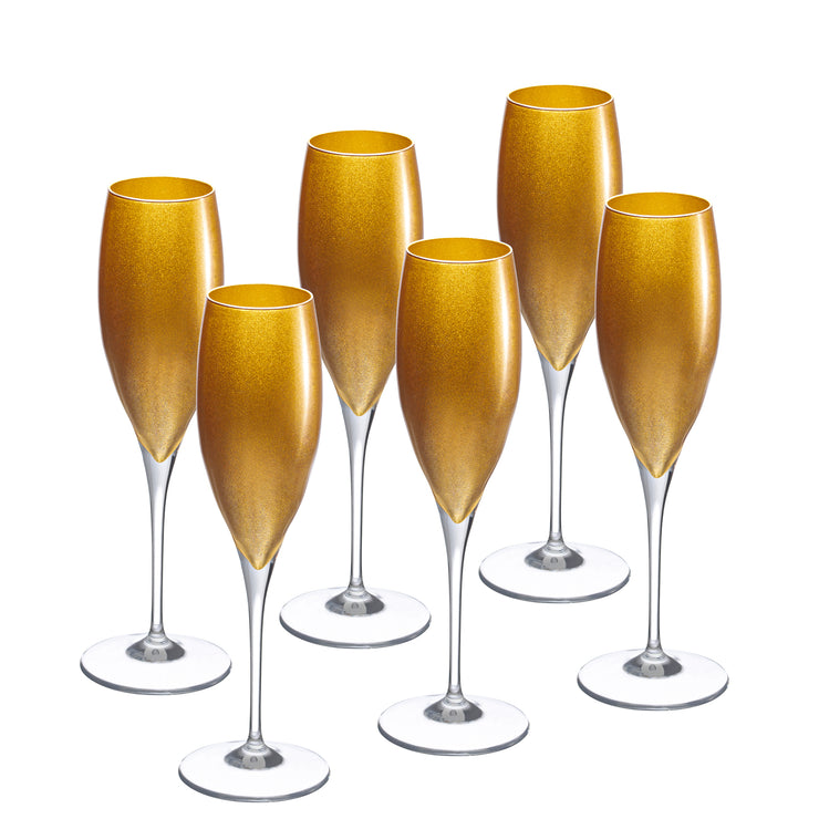 Opaque Gold Champagne Flute, 11 oz. Set of 6