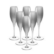 Opaque Silver Champagne Flute, 11 oz. Set of 6