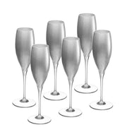 Opaque Silver Champagne Flute, 11 oz. Set of 6