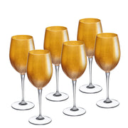 European Lead Free Crystalline Stemmed Red Wine Goblets - Decorated in Gold - 18 Oz. - Set of 6