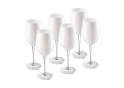 European Red Wine Glass - Water Glass -  Opal- White - Stemmed Glasses  - Set of 6 Goblets - 18 oz.