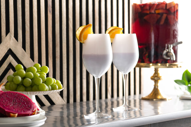 European Red Wine Glass - Water Glass -  Opal- White - Stemmed Glasses  - Set of 6 Goblets - 18 oz.