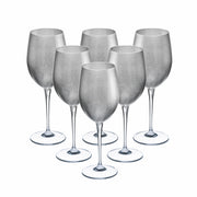 European Lead Free Crystalline Stemmed Red Wine Goblets - Decorated in Silver - 18 Oz. - Set of 6