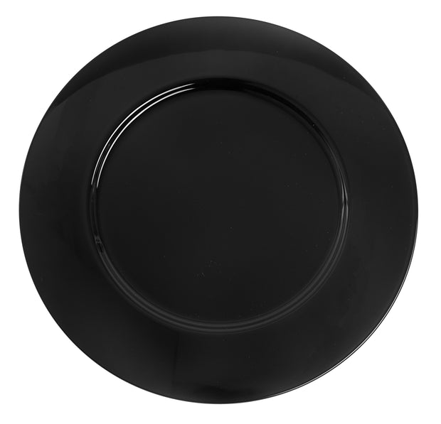 European Glass Charger - Plates - Black- 12.5" Diameter - Set of 6