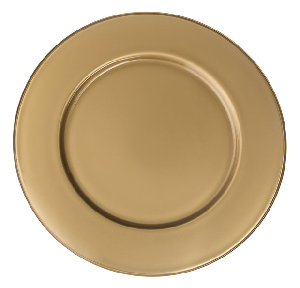 European Glass Charger - Plates - Gorgeous Gold - 12.5" Diameter - Set of 6