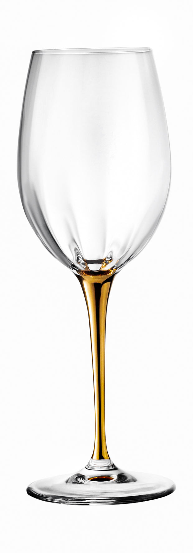 European Glass Goblet - White Wine Glass - Water Glass -  Gold Stem -Stemmed Glasses-Set of 6- 14 Oz.