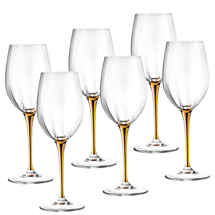 European Glass Goblet - White Wine Glass - Water Glass - Gold Stem -St –  Barski