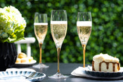European Glass Stemmed Champagne Toasting Flutes- Gold Stem- 11 Oz. - Set of 6