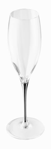 European Glass Stemmed Champagne Toasting Flutes- Platinum Stem- 11 Oz. - Set of 6