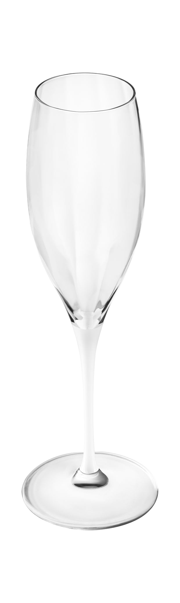 European Glass Stemmed Champagne Toasting Flutes- White Stem- 11 Oz. - Set of 6