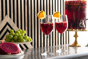 European Glass Stemmed Red Wine Goblets - Water Goblets- Shiny Platinum Stem- 18 Oz. - Set of 6