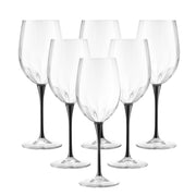 European Glass Stemmed Red Wine Goblets - Water Goblets- Bold Black Stem- 18 Oz. - Set of 6