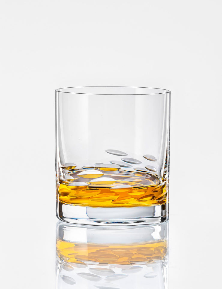 European Lead Free Crystalline Old Fashioned Whiskey Glasses - Rocks Glass - Bourbon- Scotch - Cognac - 12 Oz. - Set/ 4