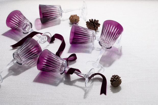 European Glass Red Wine - White Wine - Water Glass- Amethyst - Stemmed Glasses - Set of 6 Goblets - 10 oz. Beautifully Designed