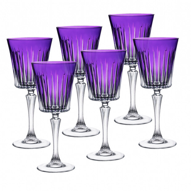 European Glass Red Wine - White Wine - Water Glass - Purple - Stemmed Glasses - Set of 6 Goblets - 10 oz. Beautifully Designed